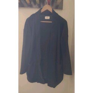 Marine Layer Birdseye Cardigan Sweater Size Small Black Textured Open Front